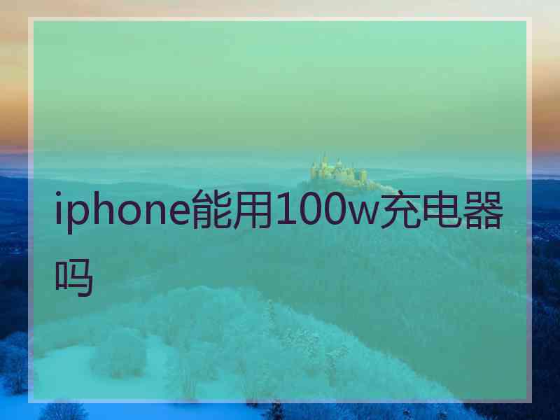 iphone能用100w充电器吗