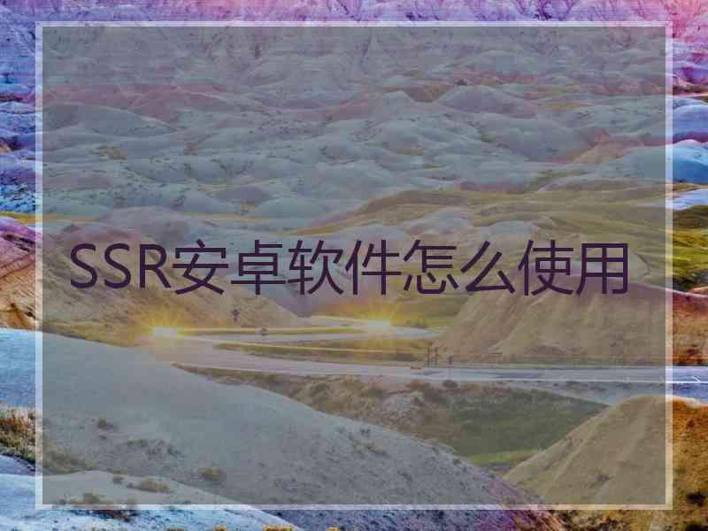 SSR安卓软件怎么使用