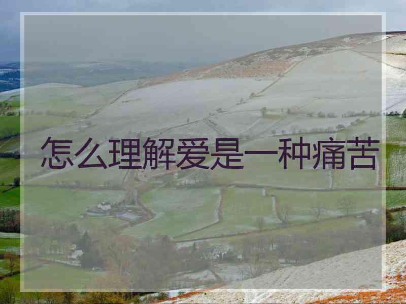怎么理解爱是一种痛苦